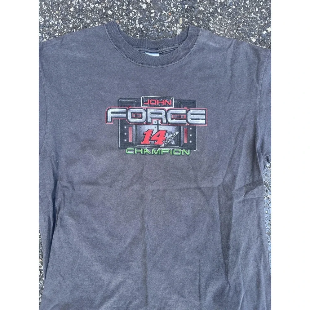 Anvil Shirt Mens Large Gray John Force 14 Champion Racing Graphic T-Shirt Tee